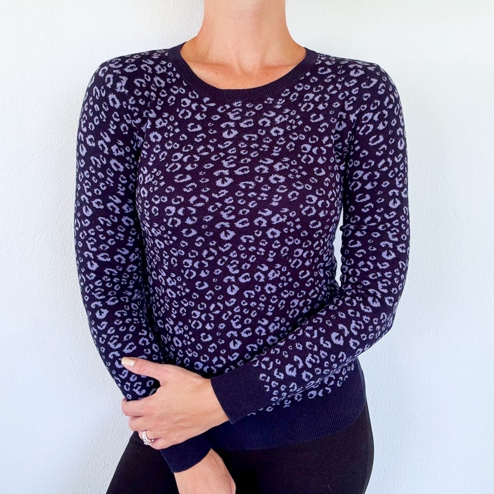 LOFT purple leopard print sweater size XXSP
